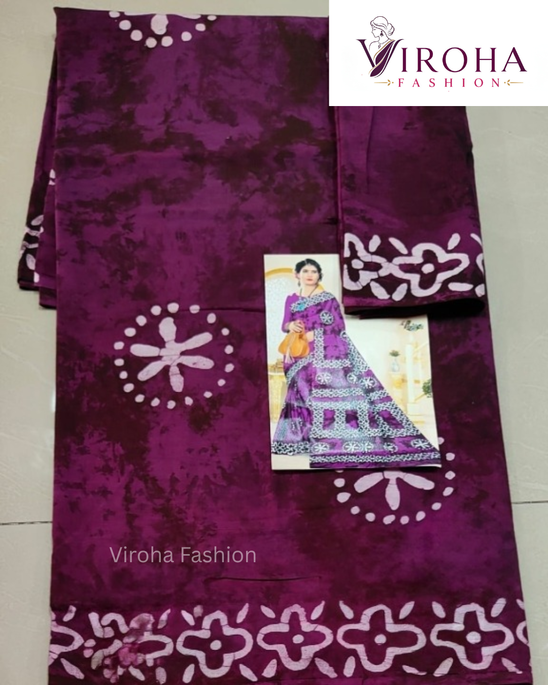 Digital Print Handloom Cotton Linen Saree(Royal Purple)