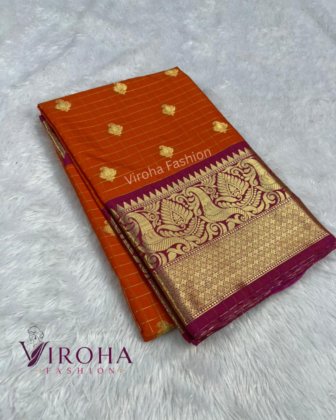 Softsilk Saree(Orange)
